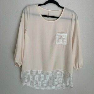 New Made cream white lace blouse M